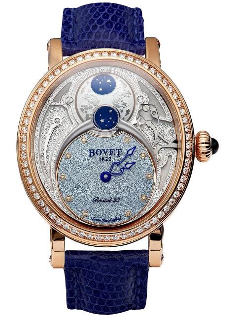Best Bovet 1822 Recital 23 Red gold Diamond Blue Replica watch